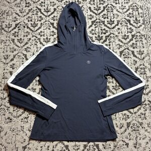 Bogner Sport Women's Hooded 1/4 Zip Tneck Midnight Navy & White Active Wear Top